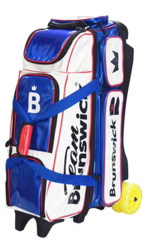 Enamel 4 Bowling Ball Roller Bag Brunswick White/Blue Color Authentic