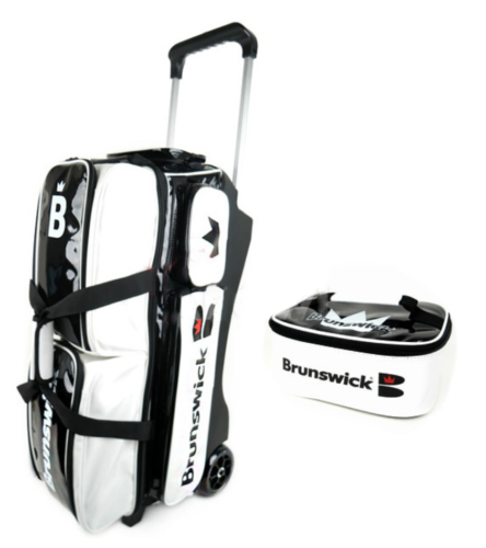 Enamel 3 Bowling Ball Roller Bag Branswick White/Black Color Authentic