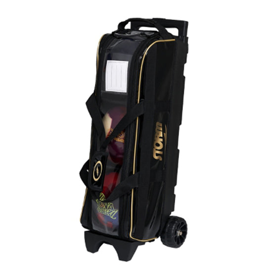 Storm Rolling Thunder Plus 3-Ball Inline Bowling Bag Black Gold with Enhanced Stability