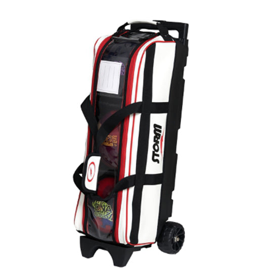 Storm Rolling Thunder Plus 3-Ball Inline Bowling Bag White Red with Enhanced Stability